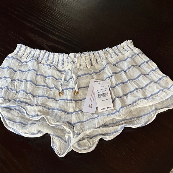 Pilyq Other - Pilyq High Waist Blue and White Plaid Shorts